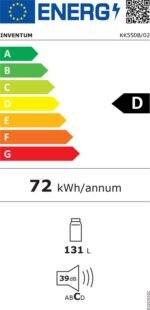 Inventum KK550B tafelmodel koelkast energiezuinig - 131 liter - Zonder vriesvak - 55 cm breed - Superkoelen - Led-verlichting - Energielabel D - Vrijstaand - Zwart - Afbeelding 9