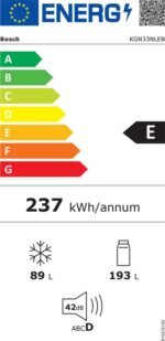 Bosch KGN33NLEB - Serie 2 - Koel-vriescombinatie - No Frost - nooit meer ontdooien- RVS - Afbeelding 12