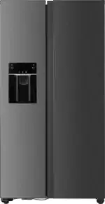 Fitelli KV520ISIL Amerikaanse koelkast grijs RVS 90 cm breed met ijs en waterdispenser