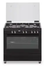 Fitelli FG9001ZW zwart gasfornuis 90cm met hetelucht