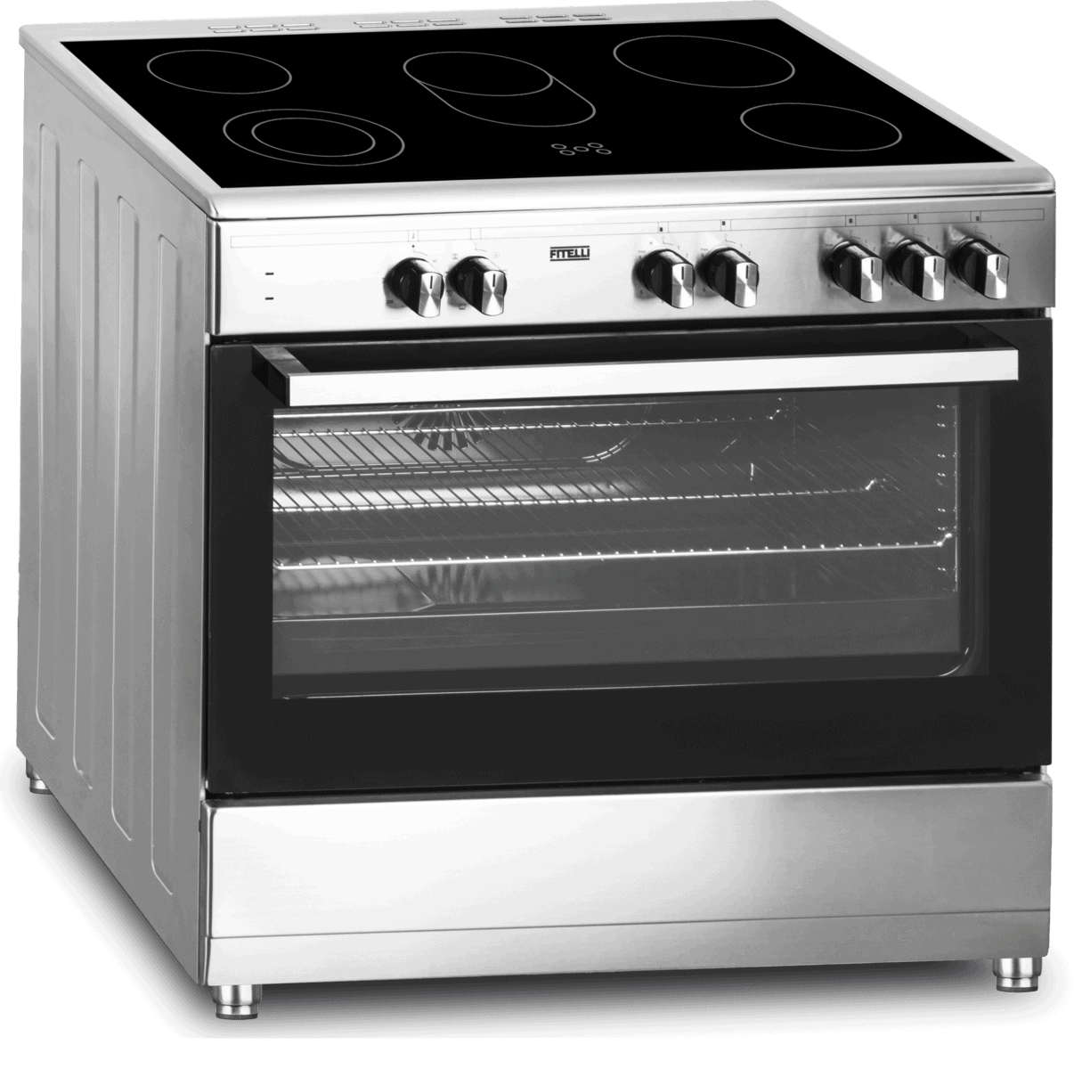FK9001RVS-2-copy.png B-keus Schade !! Fitelli FK9001RVS keramisch Vrijstaand fornuis RVS 90CM breed met heteluchtoven (kopie) - Afbeelding 1