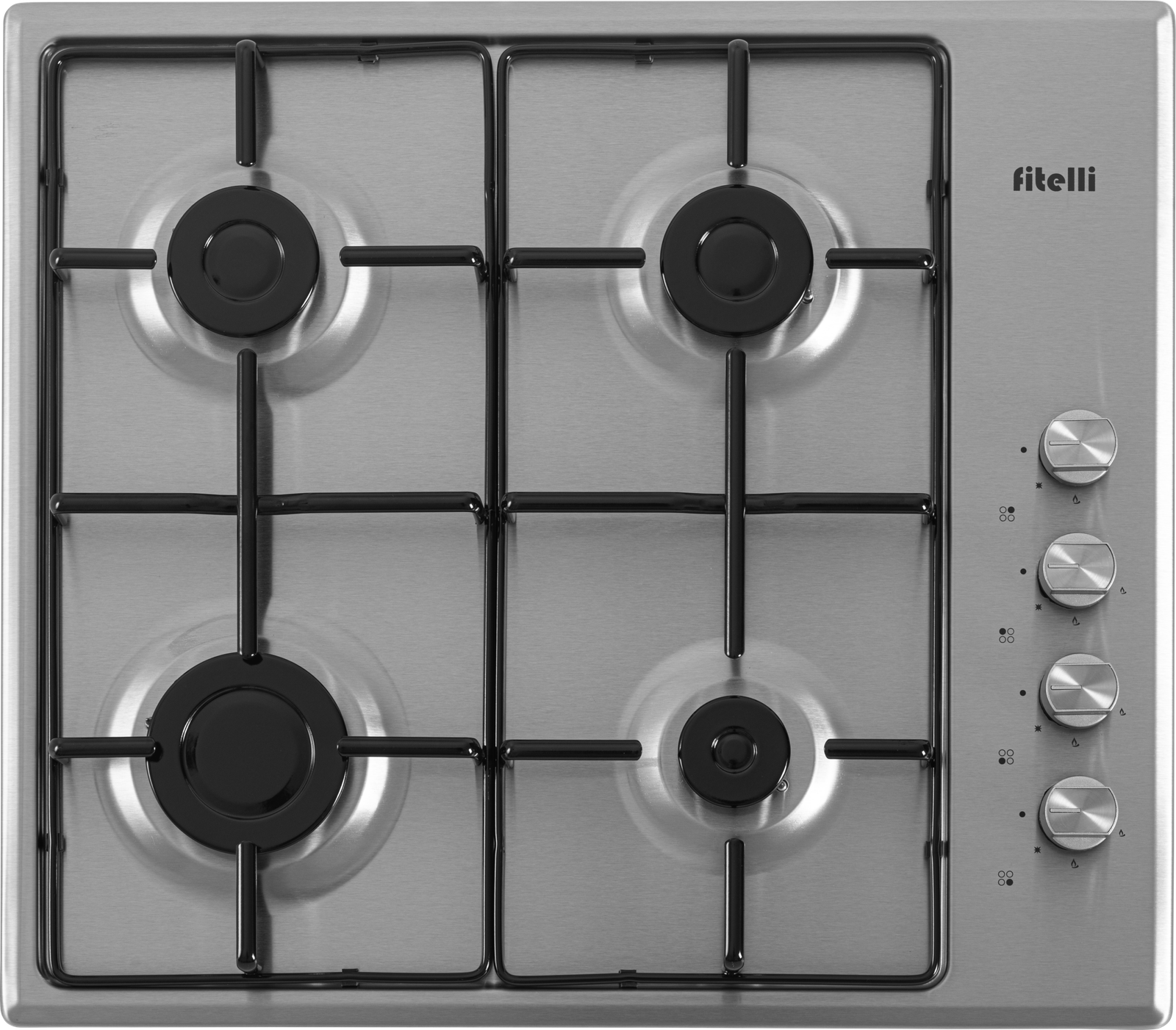 L02A5963.png Fitelli GK601IBRVS Inbouw gaskookplaat - breedte 58 cm| Roestvrij staal - Afbeelding 1
