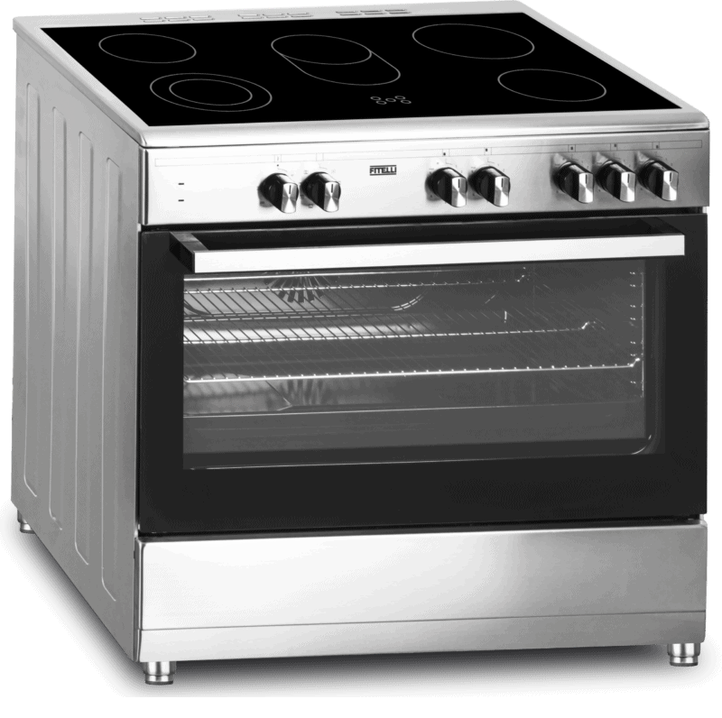 FK9001RVS-2-copy.png Nieuw!! Fitelli FK9001RVS keramisch Vrijstaand fornuis RVS 90CM breed met heteluchtoven - Afbeelding 1