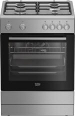 Beko FBM6202XNL AeroPerfect – Vrijstaand Gasfornuis – 60 cm – 4 Gasbranders – Multifunctionele Elektrische Oven – Inox – 66L – Energieklasse A