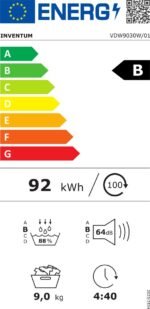 Inventum VDW9030W Wasdroger - 9kg - Warmtepompdroger - UV-hygiënefunctie - Energielabel B - Wit - Afbeelding 8